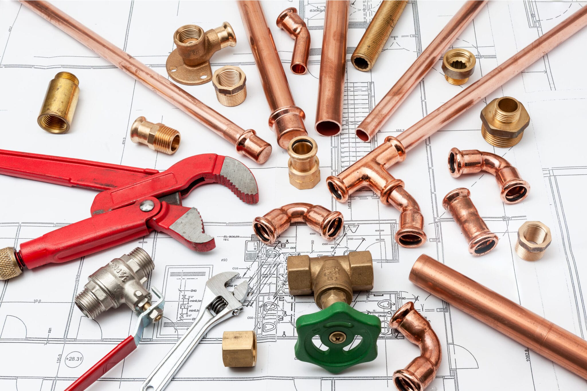 Copper pipe fittings and plumbing parts for Wildwood, Georgia repairs